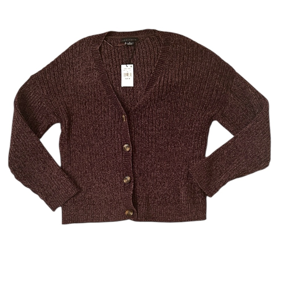 🆕 Sanctuary V Neck Button Front Cardigan Brown Women’s Size Medium